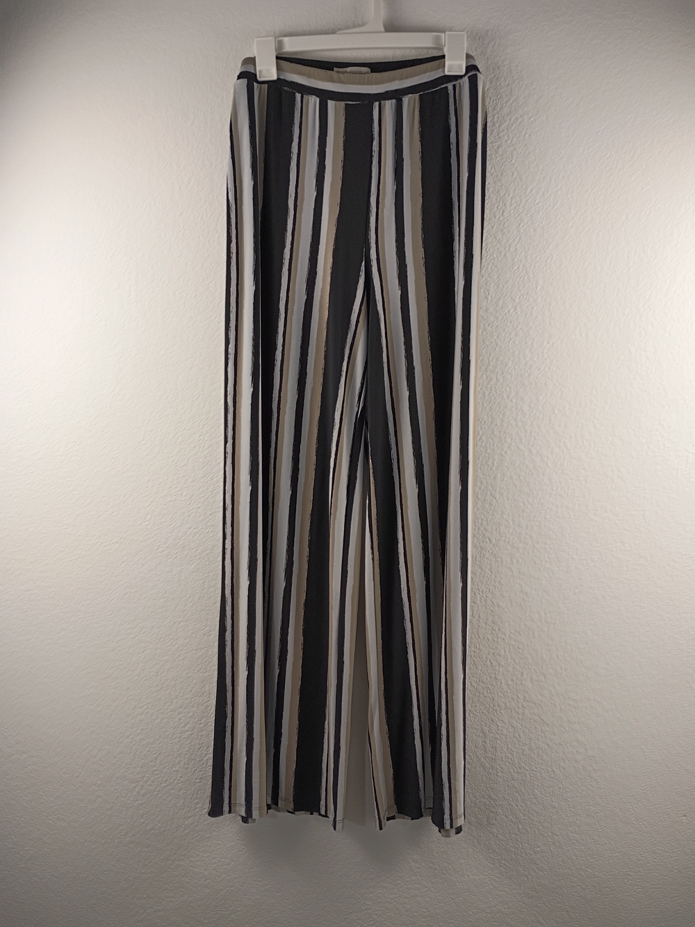 Cato Black, White & Taupe Striped Pull-On Palazzo Pants Women Size 14/16W